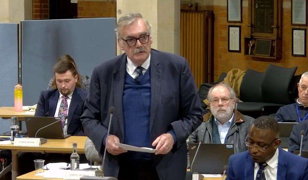 Medway Conservative group leader Cllr Adrian Gulvin at the budget meeting on Thursday. Picture: Robert Boddy