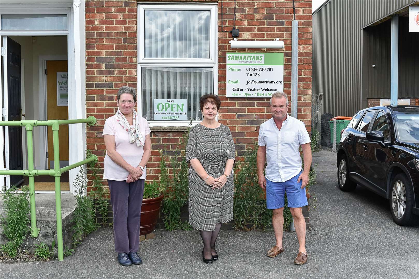 Samaritans Charity Director, Des McCarthy, and volunteers Wendy Bell & Georgina Laurie, at The Samaritans offices in Strood. Picture: Tony Jones (15193641)