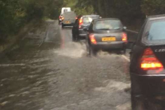 Flooding in Tonbridge, London road/A26 near the Bidborough turning. Picture: @LauraJCaryl