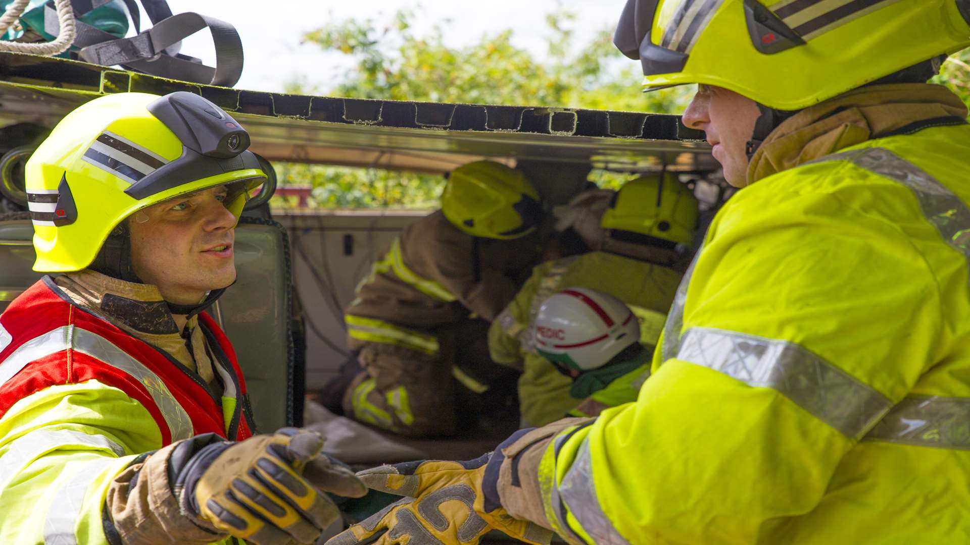 The training exercise tested firefighters' skills
