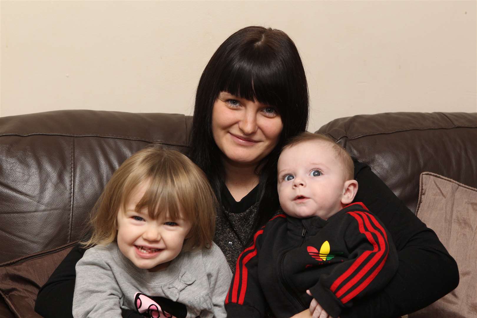 Charlene Hay with her two children Frankie, four months old and Isabel, two