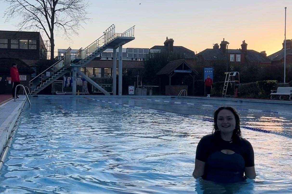 Reporter Megan Carr taking a dip in Faversham Pools' lido. Picture: Megan Carr