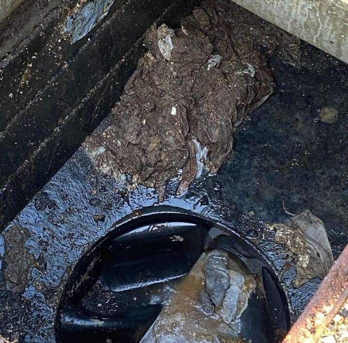 Wipes pulled from a drain in Wincheap, Canterbury. Picture: Naomi MacIver