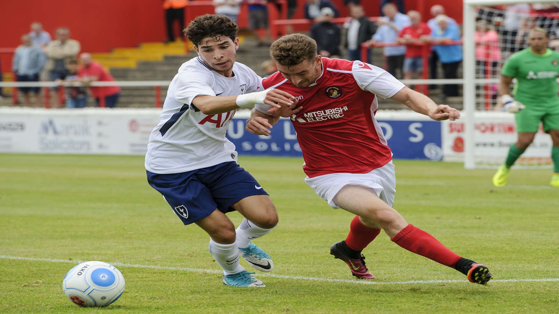 Jack Connors battles for possession against Tottenham Picture: Andy Payton