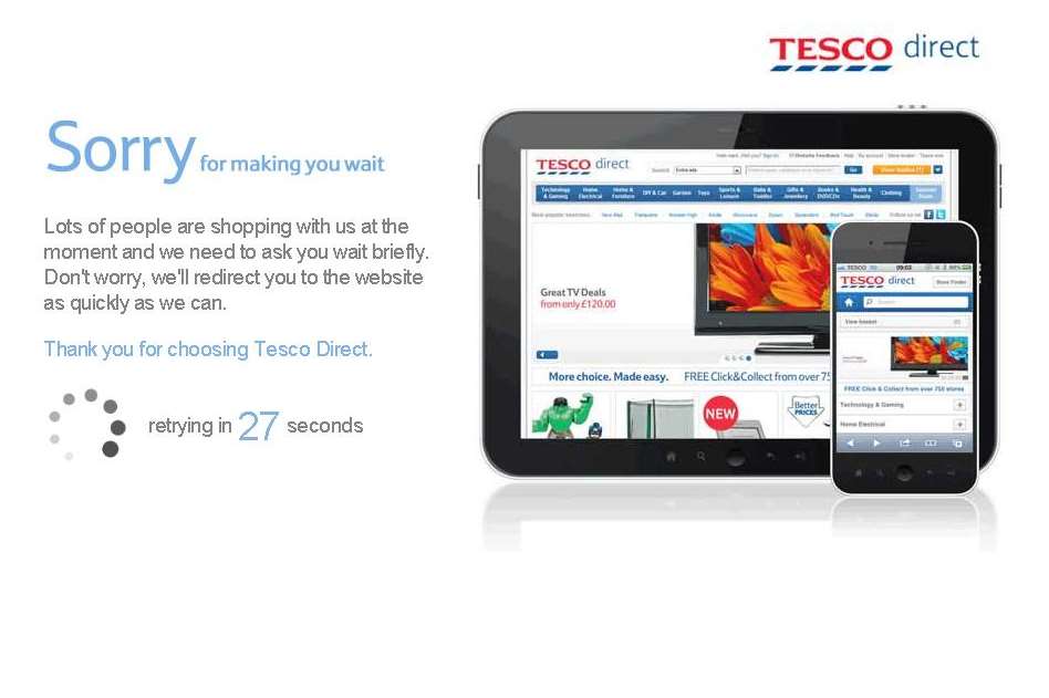 Tesco's website has struggled to deal with the increase in traffic caused by Black Friday