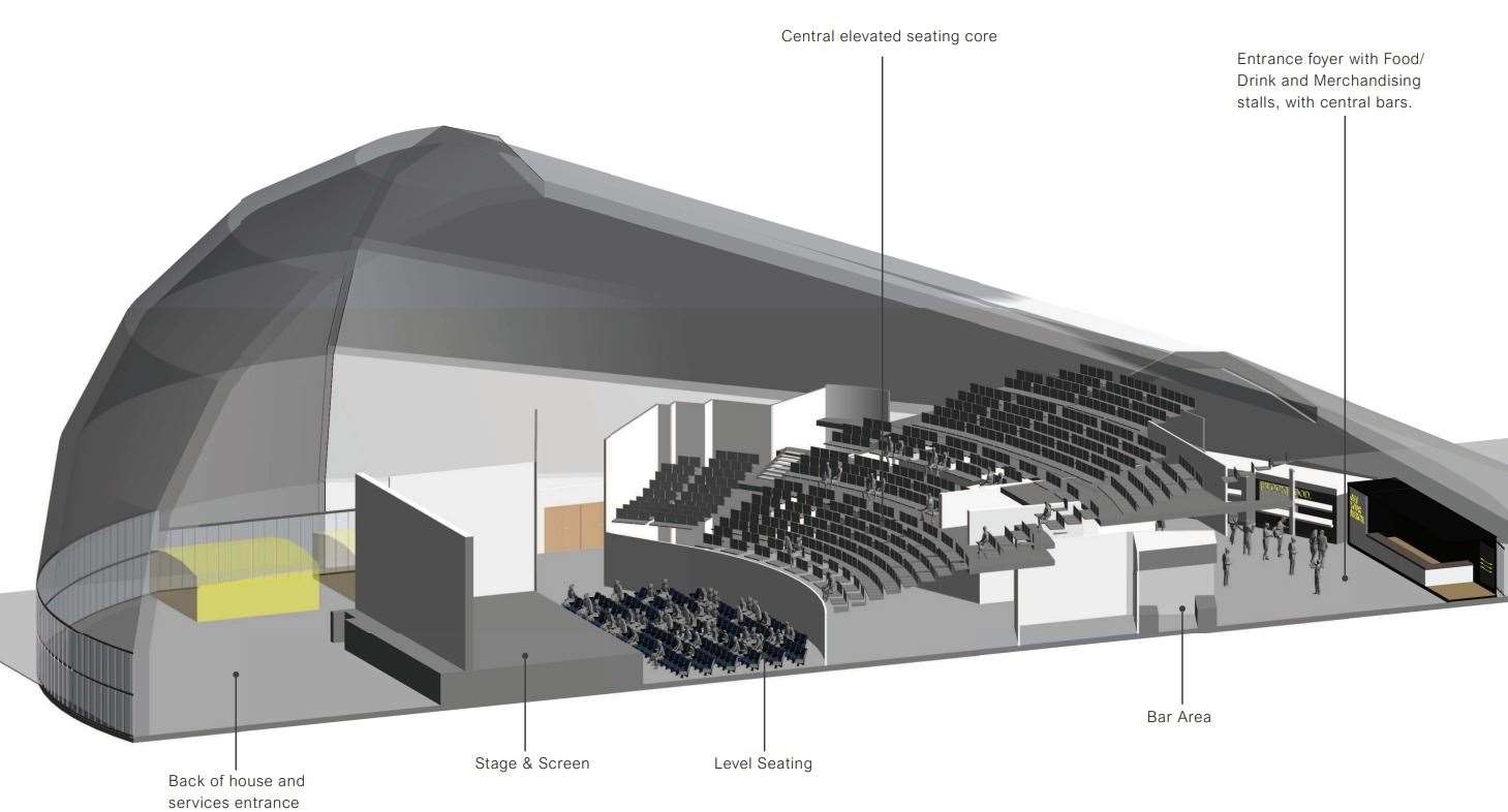 How the stage and raked seating could look inside 'Ashford LIVE'
