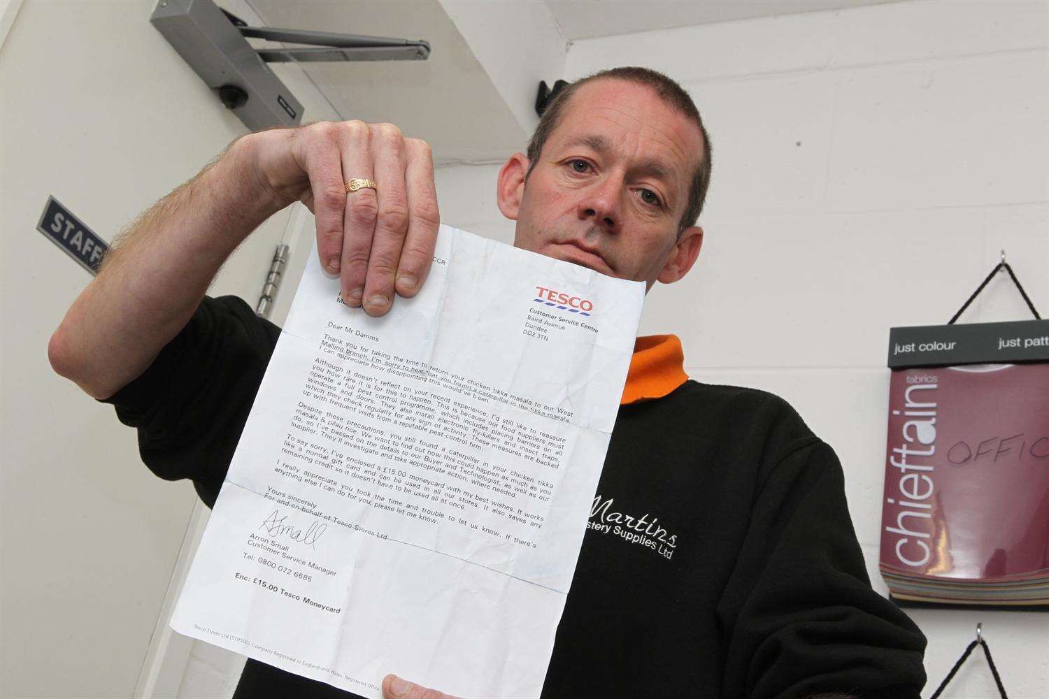 In a letter, Tesco said it would pay Mr Damms £15. Picture: John Westhrop