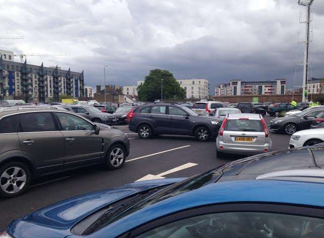Cars unable to move in Asda car park