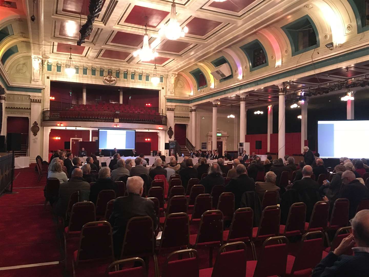 Around 150 people attended the outline hearing setting out the future of Manston Airport as planning inspectors begin their examination of an application for compulsory purchase powers to reopen the site as a freight airport. Margate Winter Gardens (6427295)