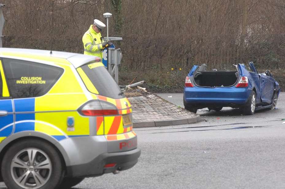 Police investigate the crash in Canterbury’s Tourtel Road