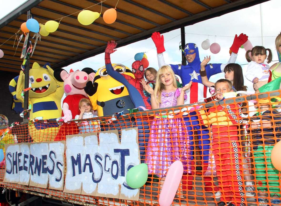 Sheerness Mascots with their fun float