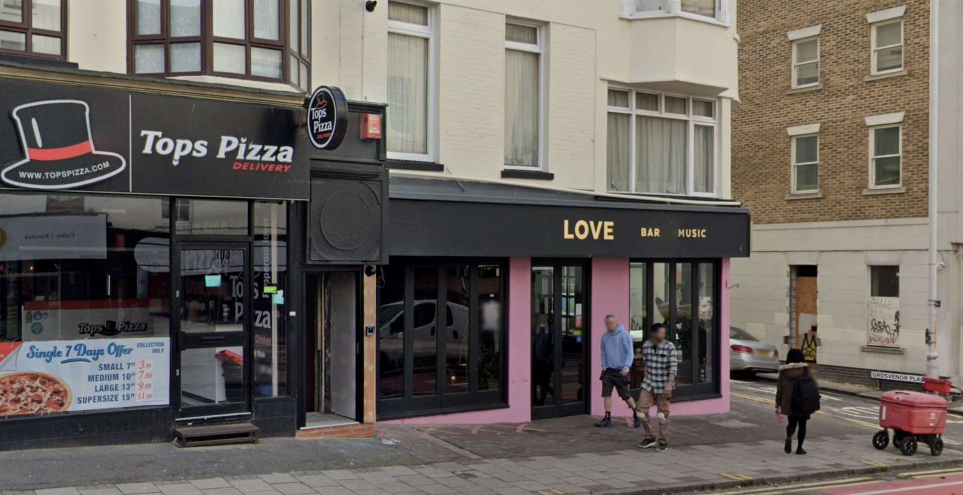 The club will be accessible via a doorway between the former Love Cafe and Tops Pizza in Marine Gardens, Margate. Picture: Google
