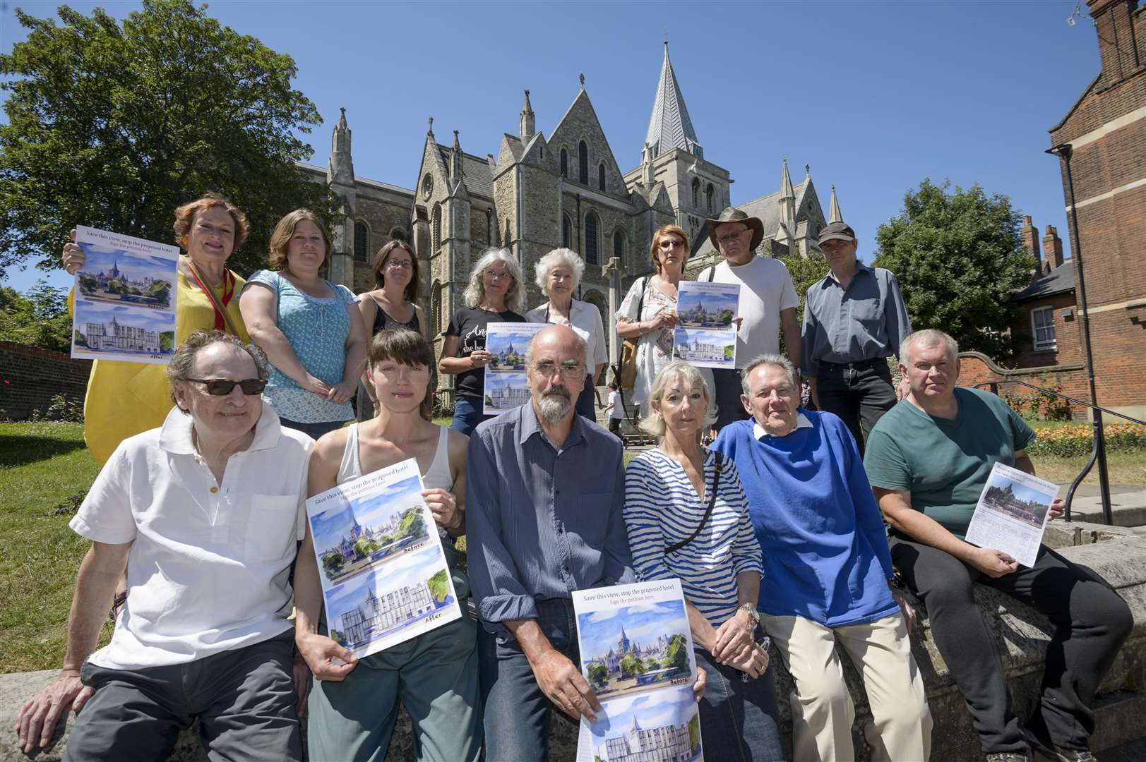 People objecting to a planned hotel in Corporation Street, Rochester, which they say will block the view of the cathedral. Picture: Andy Payton