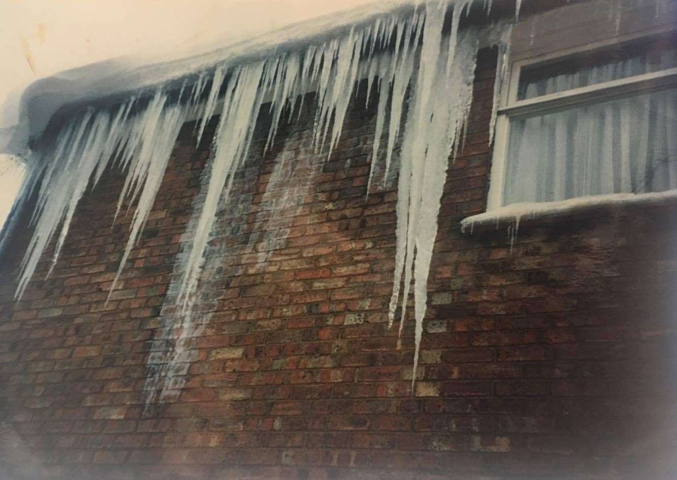 Huge icicles hanging from a Sheerness house. Picture: Liz Wilson
