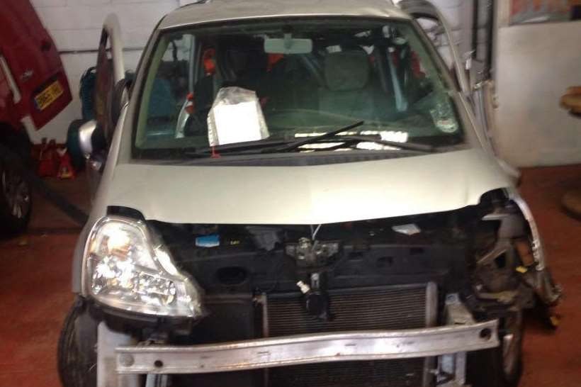The wreckage of Keith's Renault Modus