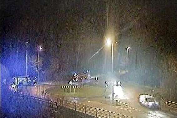 The scene tonight at the nearby roundabout