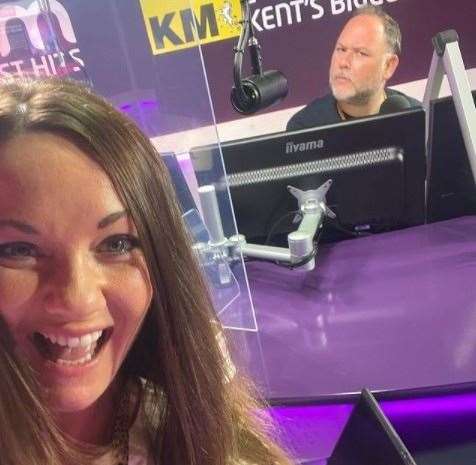 Garry and Claire in the studio presenting kmfm Breakfast