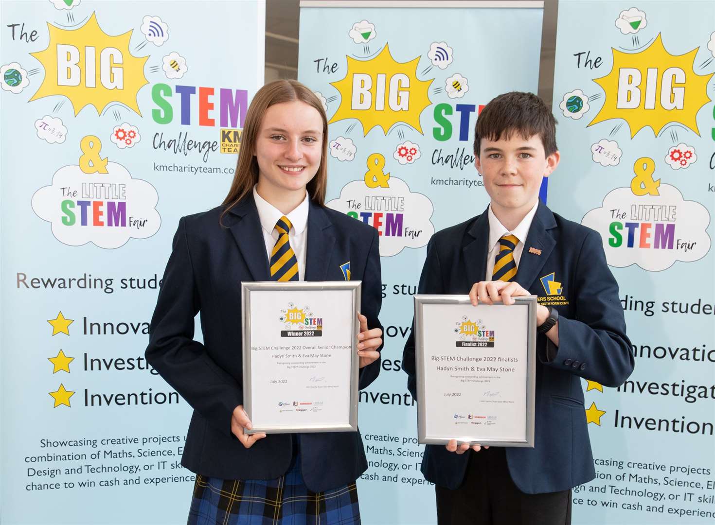 Big STEM Challenge winners Eva-May Stone and Haydn Smith from Towers School and Sixth Form. Picture: Countrywide Photographic
