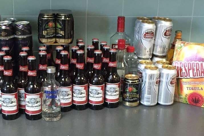 Police seized more than 150 bottles and cans of alcohol from underage drinkers