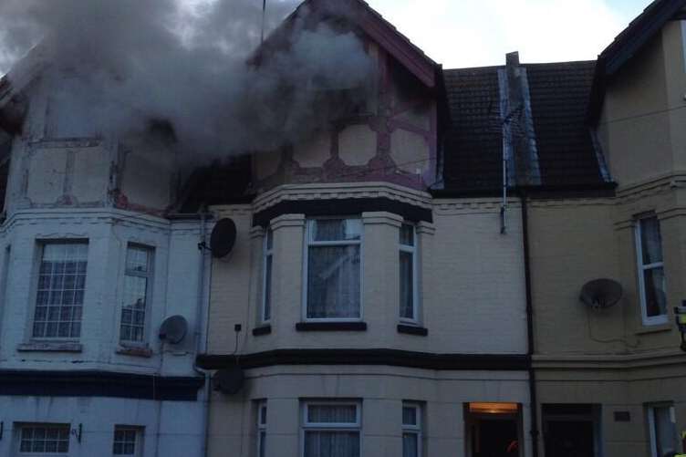 Fire breaks out at a home in Linden Crescent, Folkestone. Picture courtesy of Kay McLoughlin via Twitter.