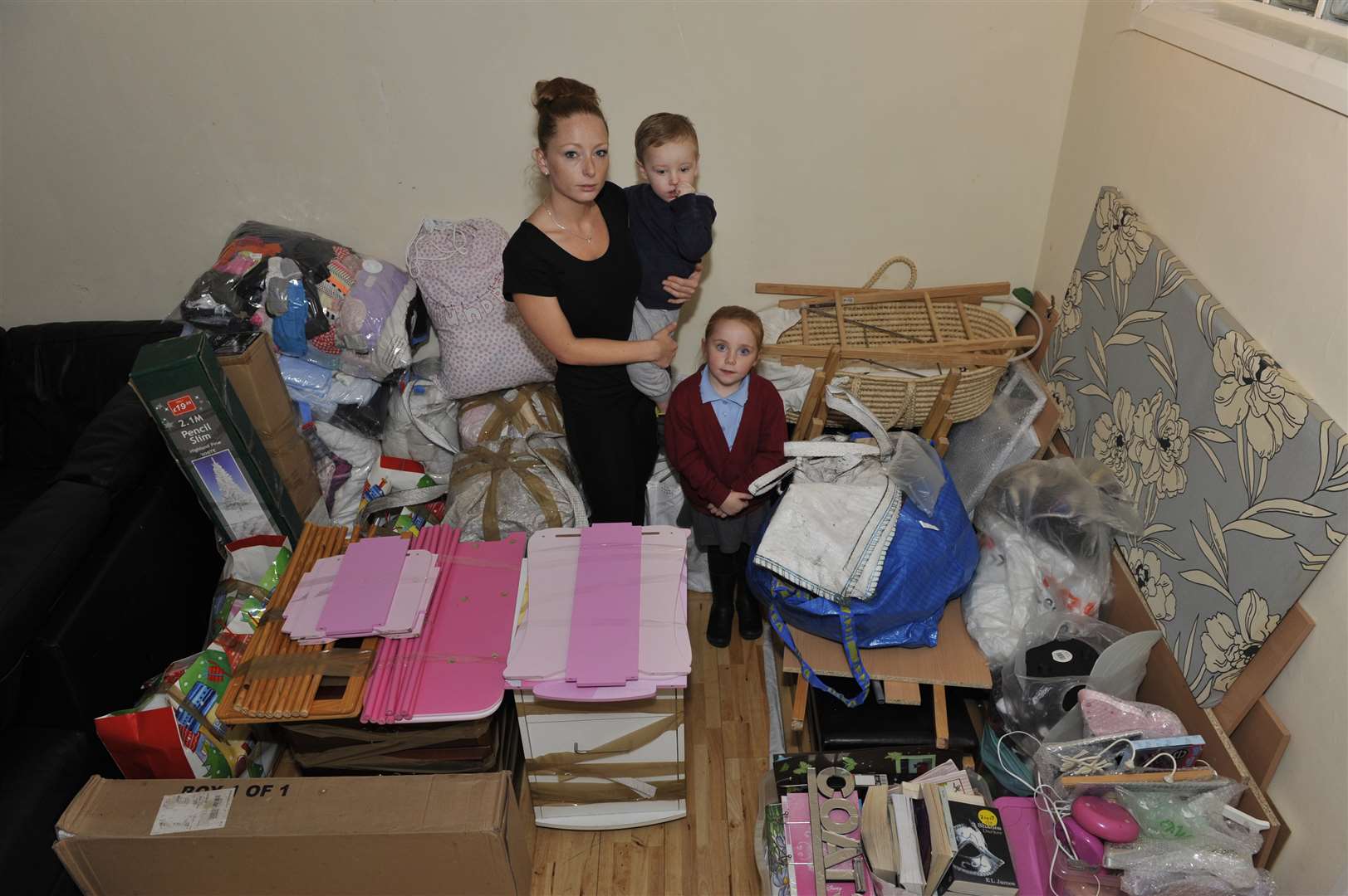 Mother Emily Shephard fears of becoming homeless after eviction, seen here with, Lily aged five and Cooper aged two