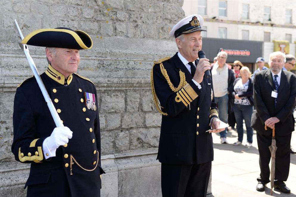 Lord Admiral Boyce, Lord Warden of the Cinque Ports, at the restoration of the Margate jubilee clocktower timeball