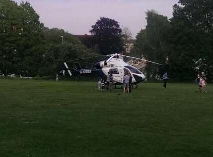 The air ambulance landed on a nearby common. Picture by @Ralph_Livock