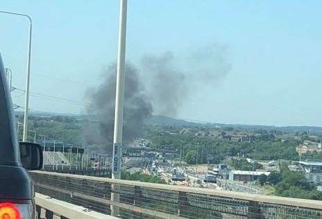 Crews were called to a vehicle alight near the Dartford Crossing. Picture: Robert Munday