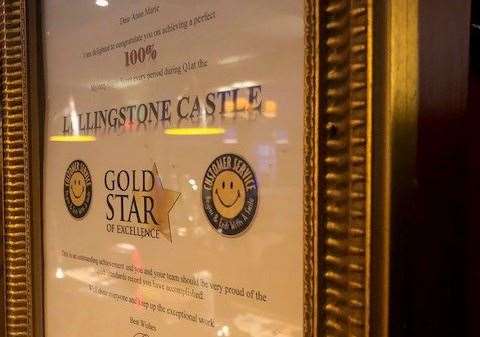 This certificate awards Lullingstone Castle a Gold Star of Excellence for customer service. Presumably whoever made the award wasn’t kept waiting at the bar anywhere near as long as I was.