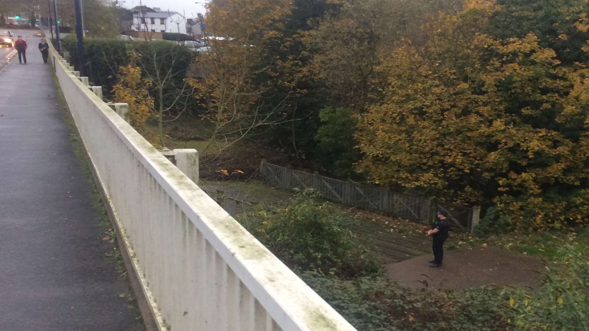 Police have cordoned off a footpath which runs under Wat Tyler Way