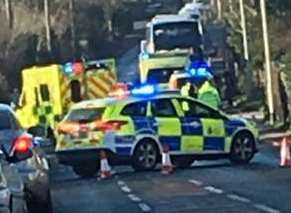 Scene of the crash on the A28 at Sturry. Pic: Amy Larking