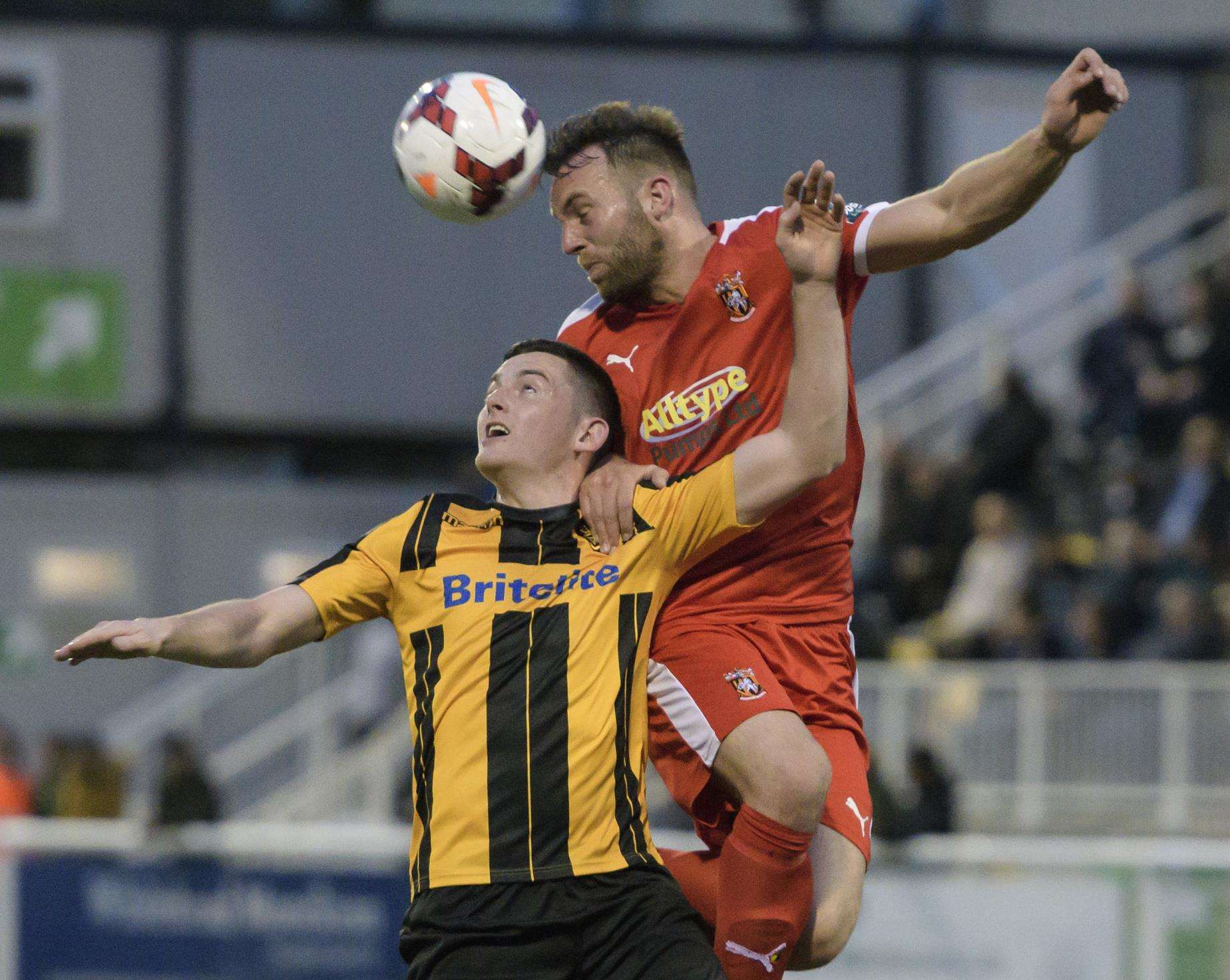 Tom Wraight in Kent Senior Cup final action for Maidstone Picture: Andy Payton