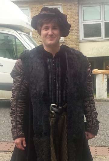 Stuart Jaenicke, of Viking Recruitment and a member of St Margaret's Players, in full costume as a merchant on the set of Wolf Hall
