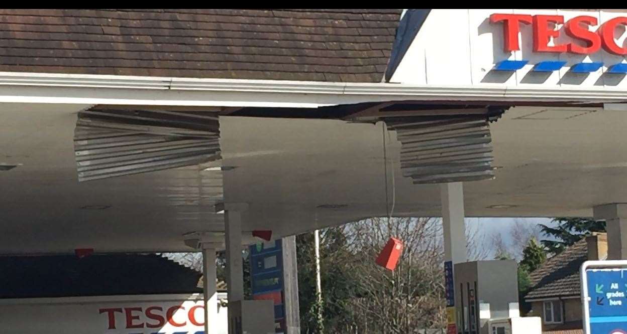 The damaged caused to the petrol station in Grove Green. Picture: Rebecca Tuffin