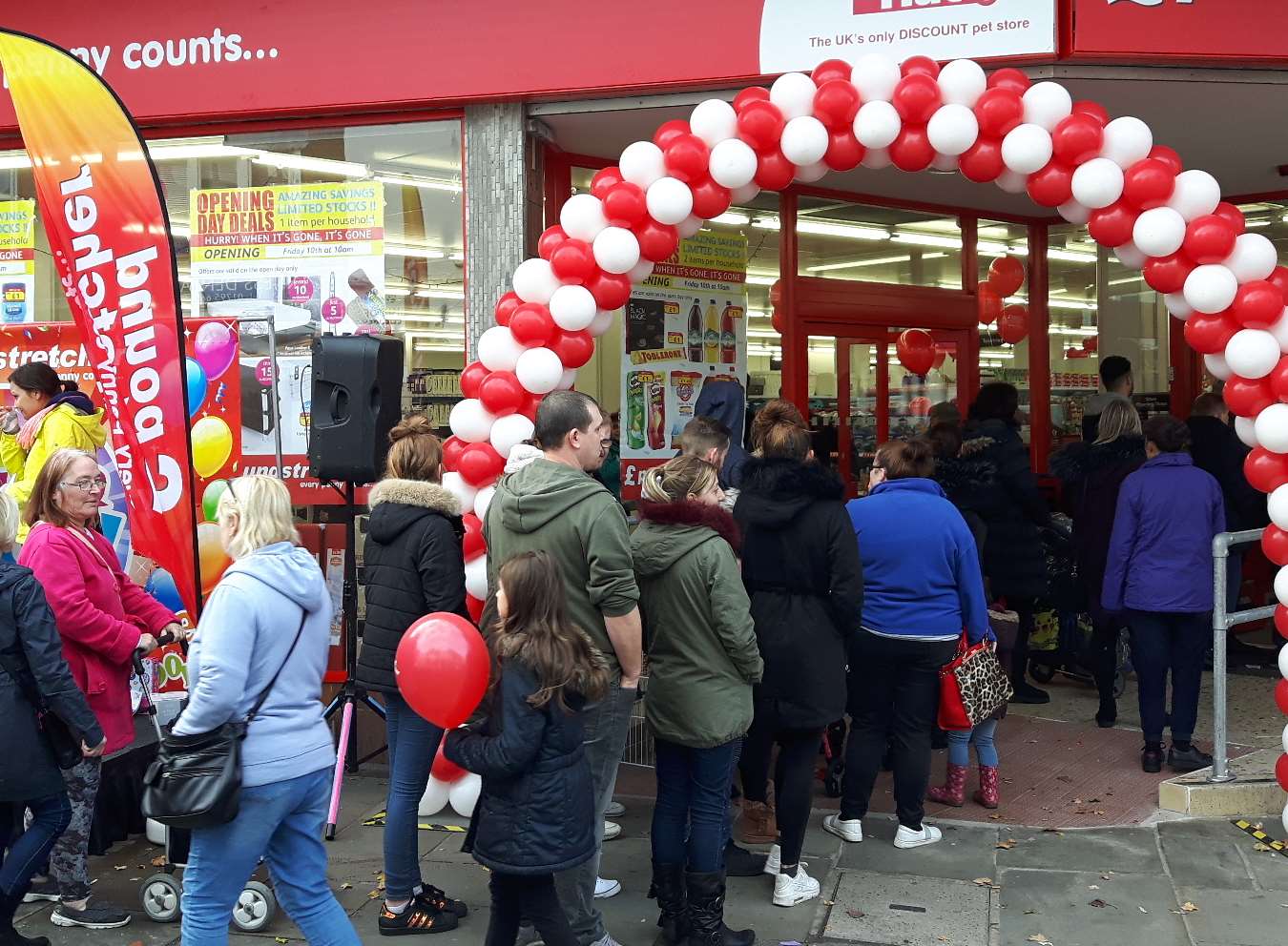 10am and the crowds are allowed in at Poundstretcher's new store in Sheerness this morning