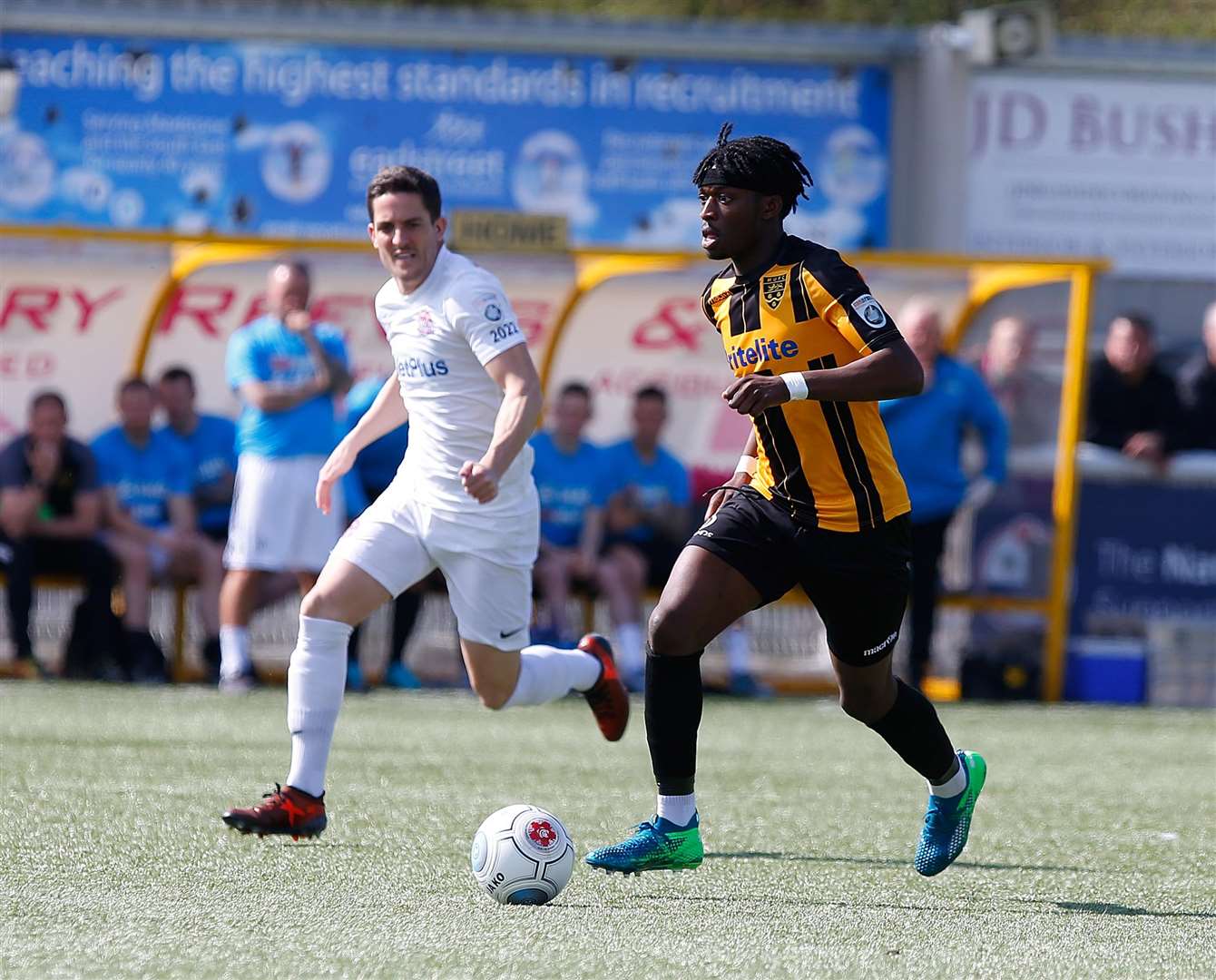 Andre Coker runs at the Fylde defence Picture: Andy Jones