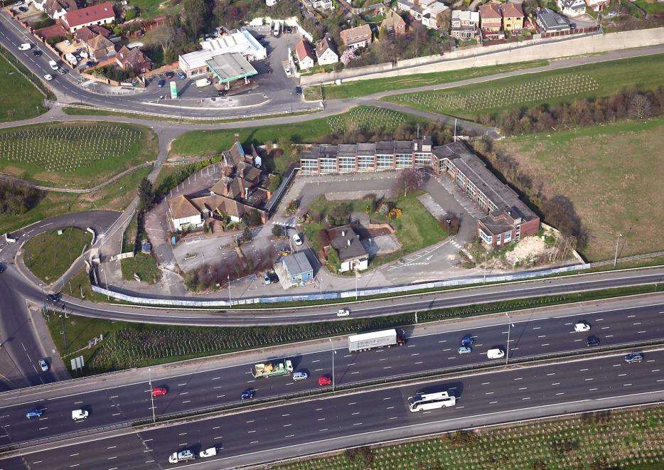 The Tollgate Hotel site sits between the A2 and the existing Tollgate Service Station