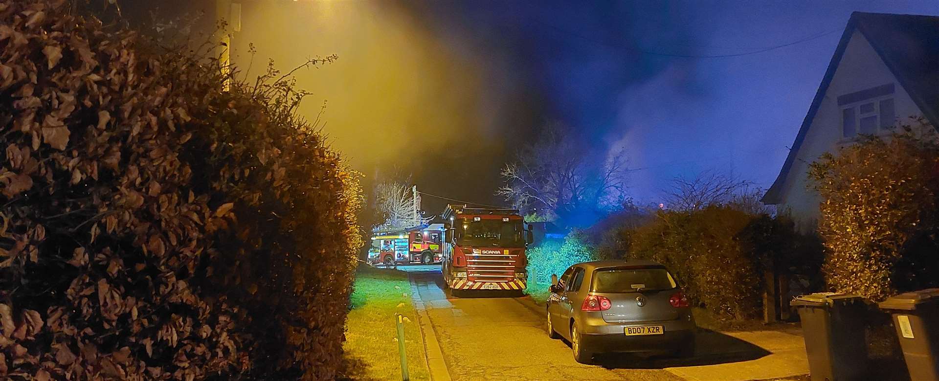 Firefighters are battling a blaze at the junction of Hackington Road and Summer Lane