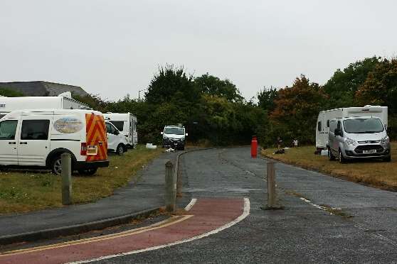 A group of travellers were moved along by the council.