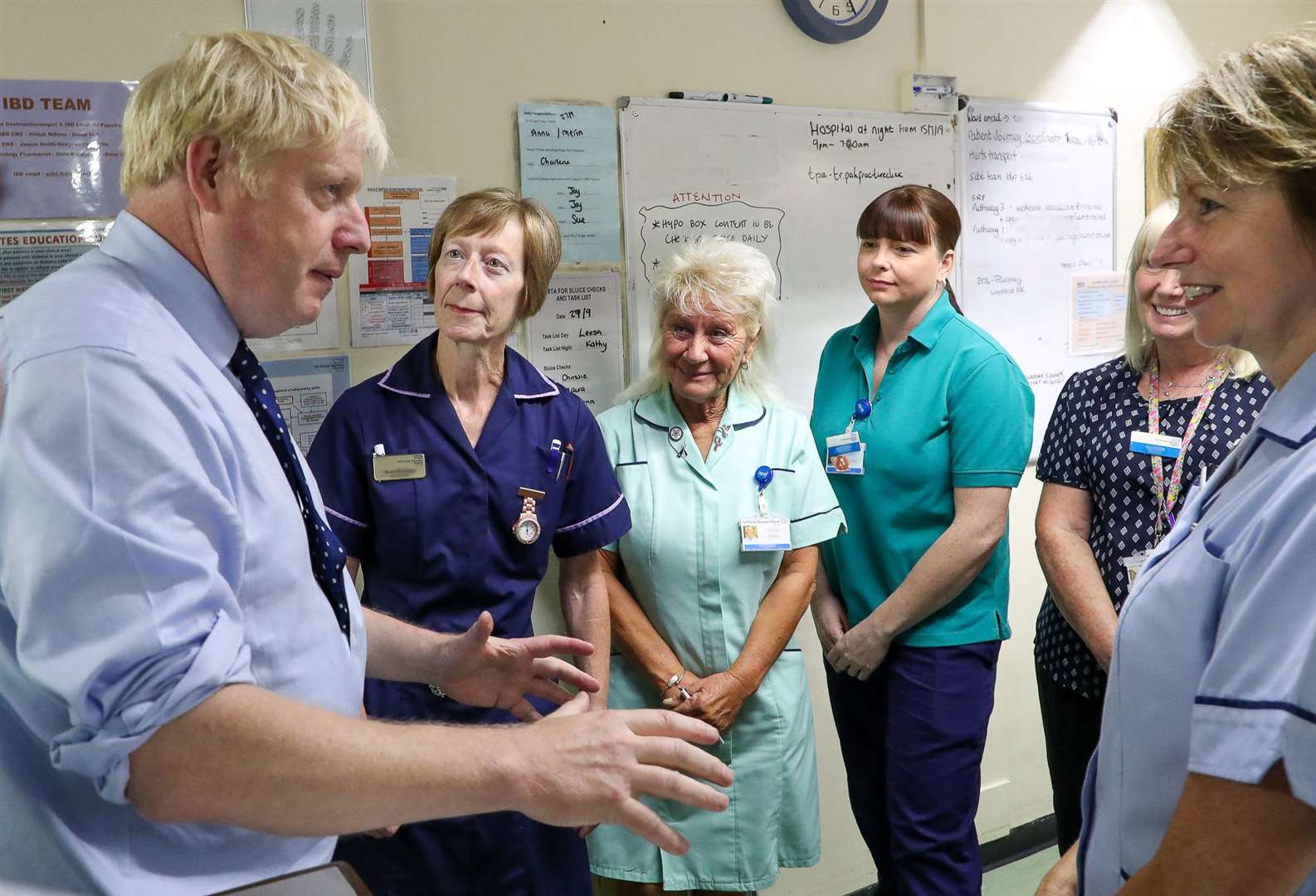 Prime Minister Boris Johnson during a hospital visit in Essex