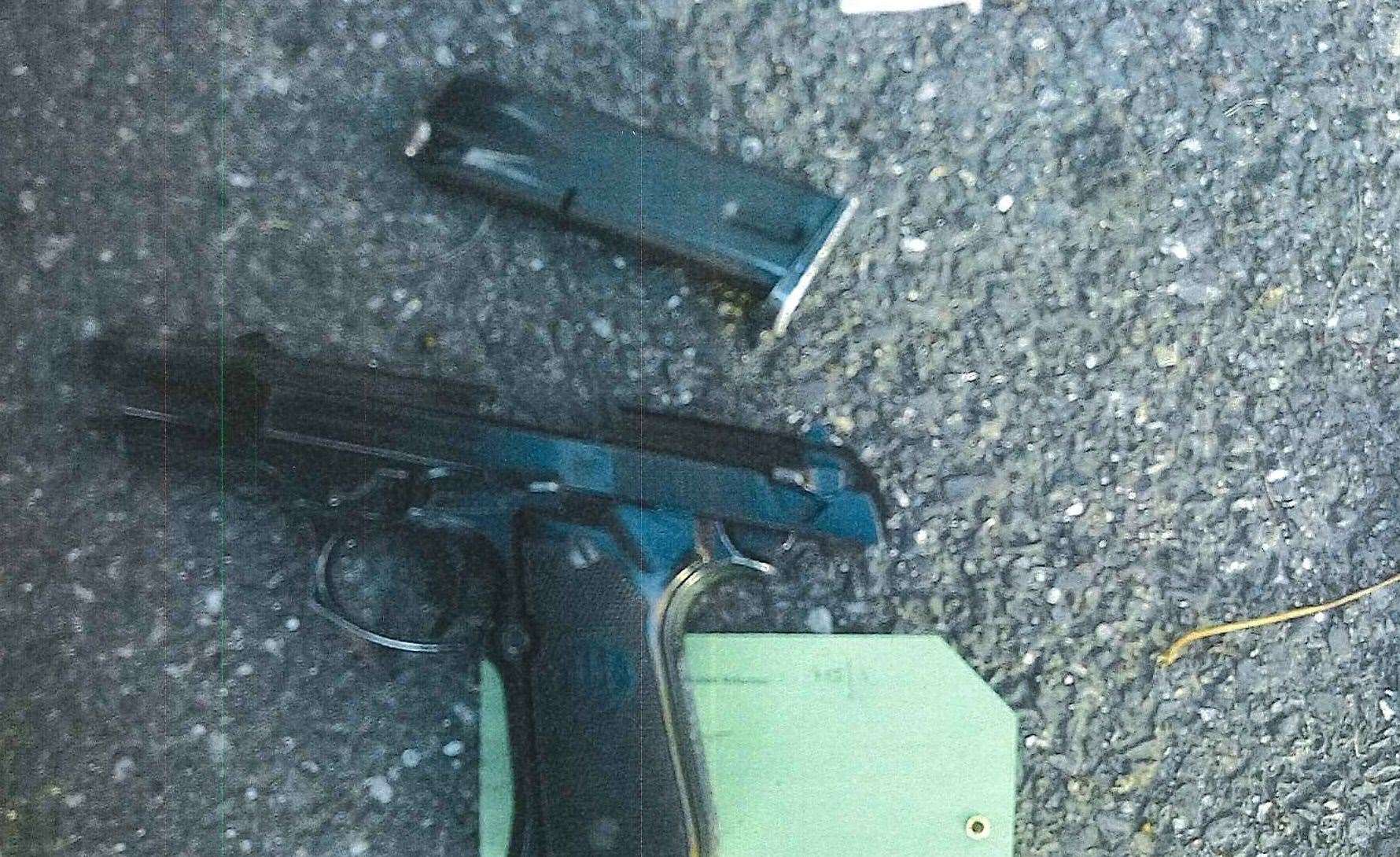 A Berreta handgun was found dumped at the scene. Picture: Kent Police