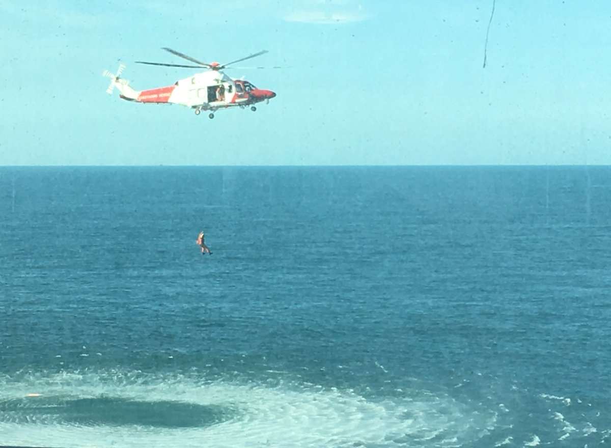 A passenger on board the ferry took this picture of the Coastguard searching. Picture: @WardKoopmans
