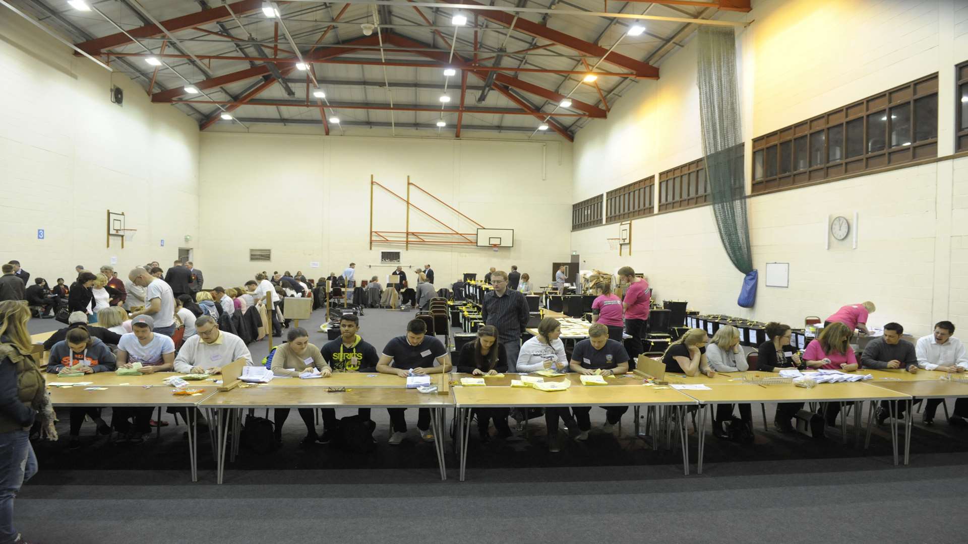 The count in Acacia Sports Hall, High Street, Dartford