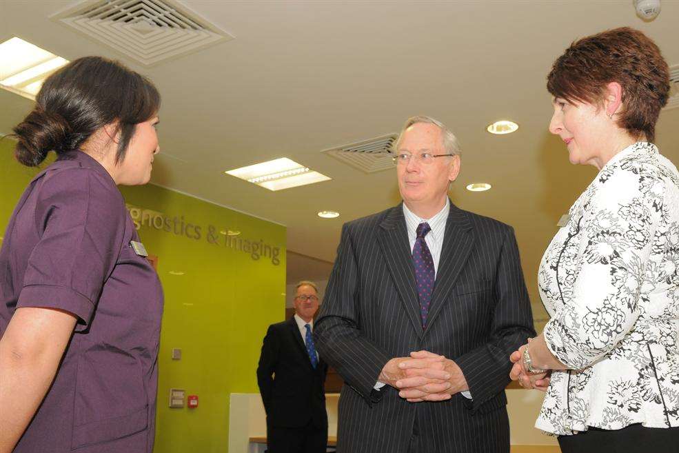 The Prince meets staff in the hospital