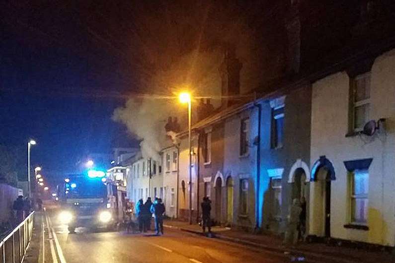 Smoke billowed from the top floor windows. Picture: Angela Barlow/Kent999s