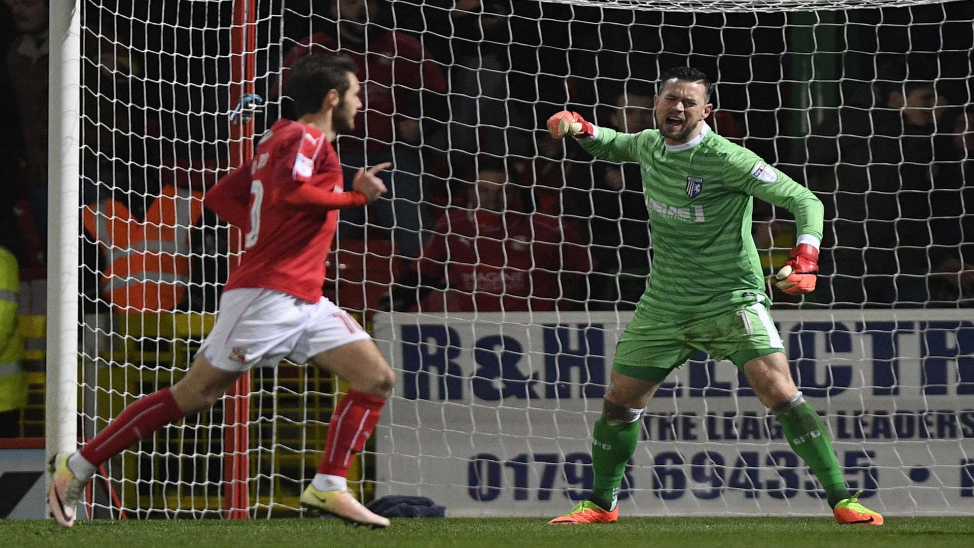 Frustration for Stuart Nelson after Swindon go 2-1 ahead on Tuesday Picture: Ady Kerry