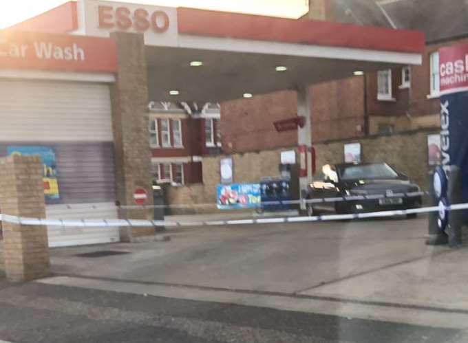 The Esso garage in Kings Road, Herne Bay, has been cordoned off
