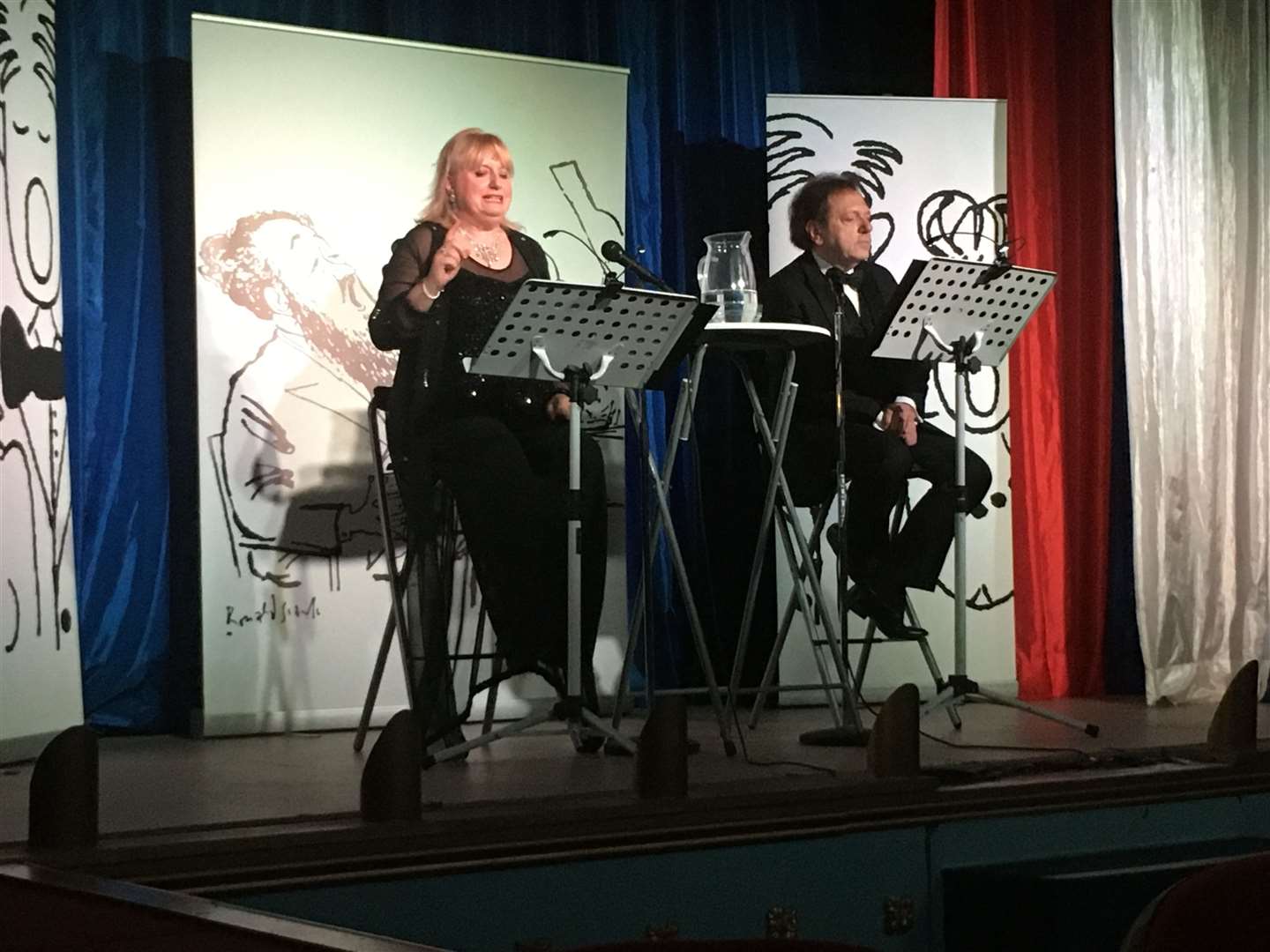 Sovra Newman and Leon Berger presenting a tribute to Flanders and Swan at the Criterion Theatre, Blue Town, Sheppey
