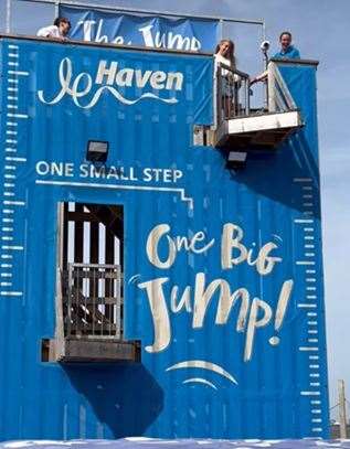 Stacey Solomon on The Jump in Haven Kent Coast. Picture: Stacey Solomon