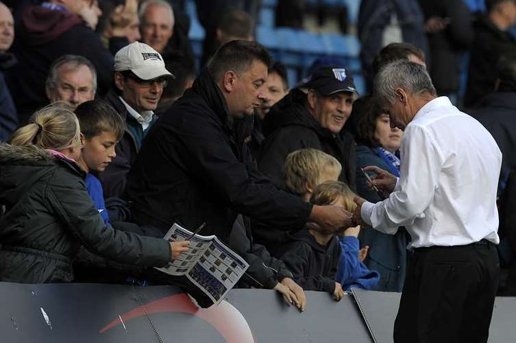Peter Taylor signs autographs after the game Picture: Barry Goodwin